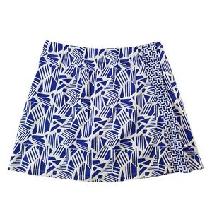 J. McLaughlin Skort Womens Med Blue White Geometric Print Golf Pickleball Preppy